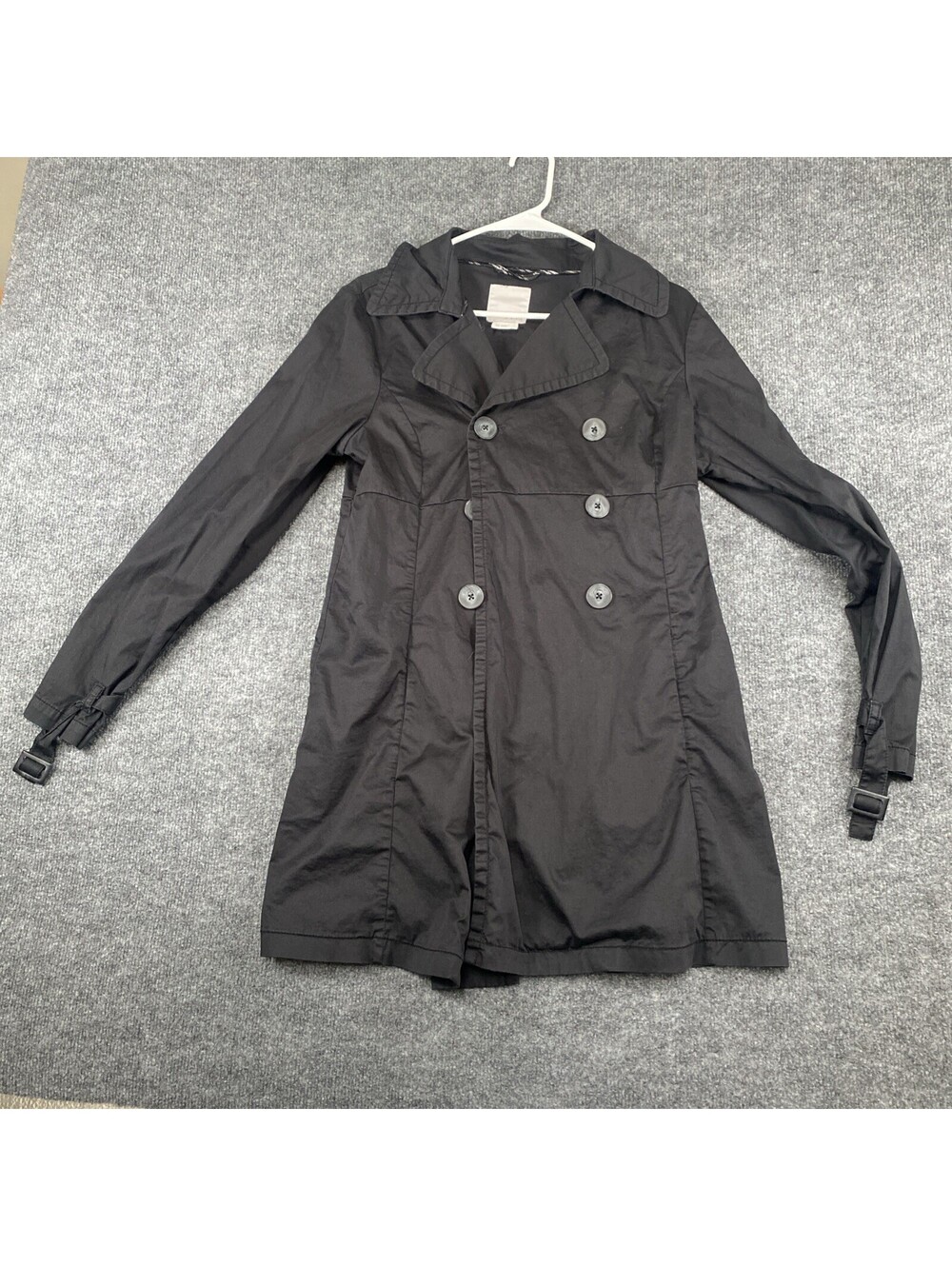 Old Navy Women’s Spring Trench Coat Black Double Breasted Lightweight Sz M AD